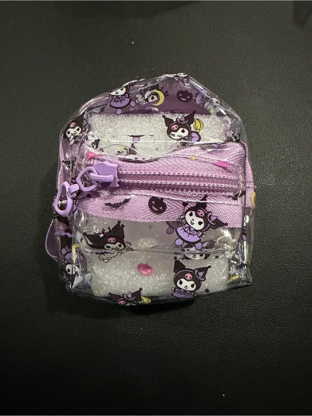 Sanrio Purple Clear Mini Backpack Coin Purse with Character Print key chain